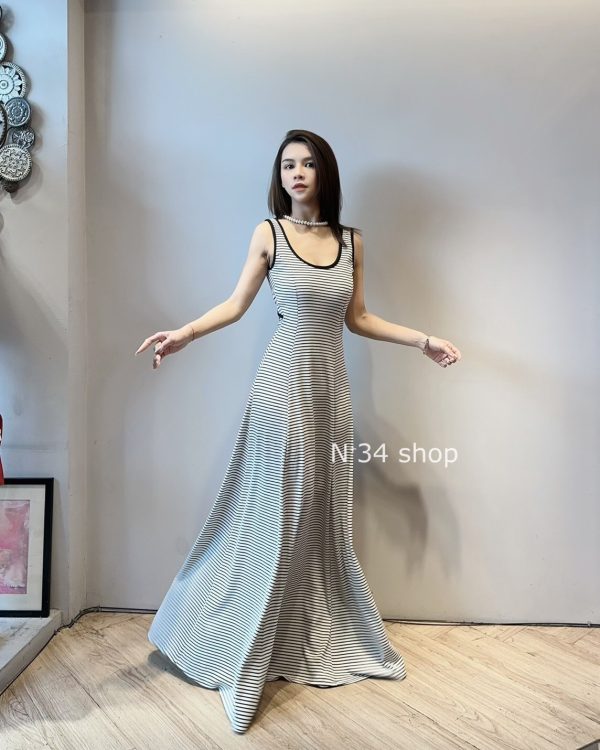 A字條紋美背洋裝：圖片 8