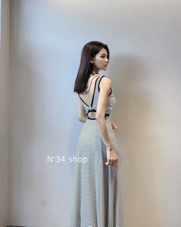 A字條紋美背洋裝：圖片 6