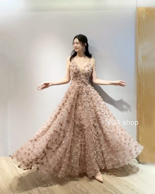 細肩鑽立體花禮服：圖片 2