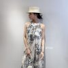 削肩亞麻印花長洋：圖片 3