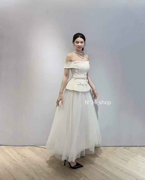 平口毛呢接紗禮服：圖片 3