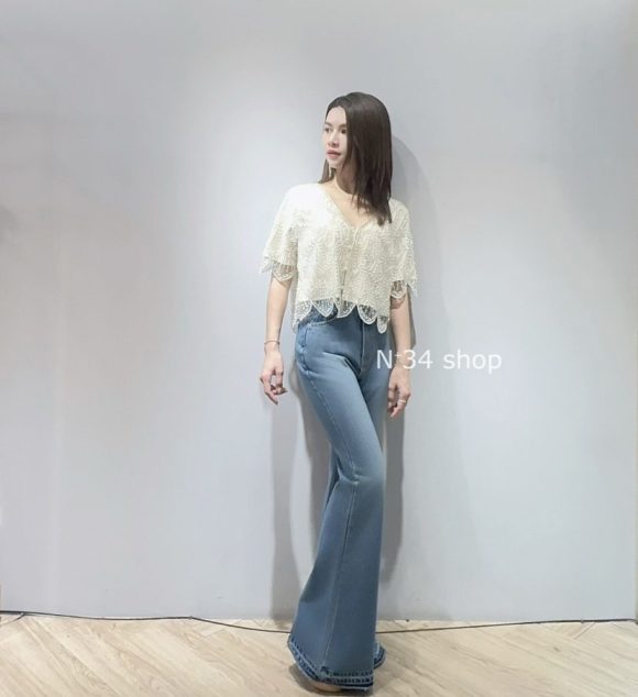 不收邊牛仔喇叭褲